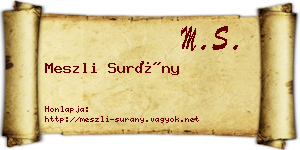 Meszli Surány névjegykártya